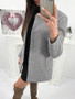 New Grey Fur Single Breasted Tailored Collar Long Sleeve Casual Coat