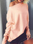 New Pink Plain Long Sleeve Going out Casual Blouse