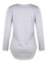 New Grey Lace-Up Drawstring V-neck Irregular Long Sleeve Casual T-Shirt