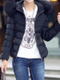 New Black Patchwork Fur Pockets Zipper Hooded Long Sleeve Casual Coat