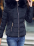 New Black Patchwork Fur Pockets Zipper Hooded Long Sleeve Casual Coat