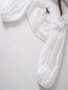 New White Patchwork Lace Cut Out Drawstring Bohemian Off Shoulder Long Sleeve Blouse