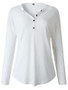 New White Single Breasted V-neck Long Sleeve Casual T-Shirt