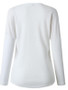 New White Single Breasted V-neck Long Sleeve Casual T-Shirt