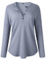 New Grey Single Breasted V-neck Long Sleeve Casual T-Shirt