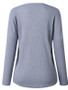 New Grey Single Breasted V-neck Long Sleeve Casual T-Shirt