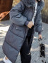 Grey Fur Pockets Drawstring Hooded Long Sleeve Fashion Coat