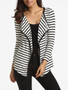 Casual Lapel Knit Striped Cardigan