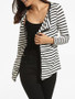 Casual Lapel Knit Striped Cardigan