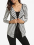 Casual Lapel Knit Striped Cardigan