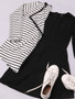 Casual Lapel Knit Striped Cardigan