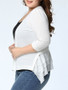 Casual Asymmetric Hem Tiered Plain Plus Size Cardigan