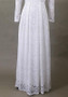 White Patchwork Lace Pleated Long Sleeve Elegant Maxi Dress