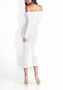 White Bandeau Off Shoulder Bodycon Long Sleeve Party Maxi Dress