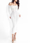 White Bandeau Off Shoulder Bodycon Long Sleeve Party Maxi Dress