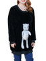 Casual Velvet Comfortable Long Sleeve Decorative Round Neck Plus Size T-Shirt