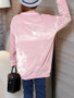 Casual Velvet Comfortable Long Sleeve Decorative Round Neck Plus Size T-Shirt