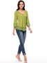 Casual V-Neck Decorative Lace Hem Plain Long Sleeve T-Shirt