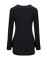 Casual V-Neck Asymmetric Hem Color Block Striped Long Sleeve T-Shirt