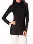 Casual Turtleneck Patchwork Decorative Button Long Sleeve T-shirt