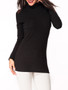 Casual Turtleneck Patchwork Decorative Button Long Sleeve T-shirt