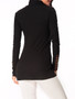 Casual Turtleneck Patchwork Decorative Button Long Sleeve T-shirt