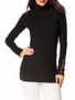 Casual Turtleneck Patchwork Decorative Button Long Sleeve T-shirt