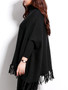 Casual Turtleneck Fringe Plain Batwing Sleeve Plus Size Sweater