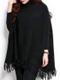 Casual Turtleneck Fringe Plain Batwing Sleeve Plus Size Sweater