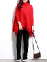 Casual Turtleneck Fringe Plain Batwing Sleeve Plus Size Sweater