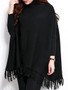 Casual Turtleneck Fringe Plain Batwing Sleeve Plus Size Sweater