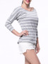 Casual Striped Round Neck Batwing Long Sleeve T-Shirt