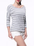 Casual Striped Round Neck Batwing Long Sleeve T-Shirt