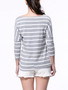 Casual Striped Round Neck Batwing Long Sleeve T-Shirt