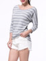 Casual Striped Round Neck Batwing Long Sleeve T-Shirt