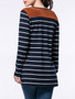 Casual Striped Patchwork Round Neck Long Sleeve T-Shirt