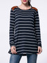 Casual Striped Patchwork Round Neck Long Sleeve T-Shirt