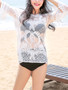 Casual See-Through Plain Long Sleeve Tunic