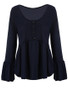 Casual Ruffled Hem Plain Bell Long Sleeve T-Shirt