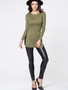 Casual Round Neck Plain Side-vented Long Sleeve T-shirt