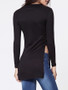 Casual Round Neck Plain Side-vented Long Sleeve T-shirt