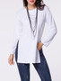 Casual Round Neck Plain Side-vented Long Sleeve T-shirt