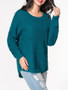 Casual Round Neck Plain Loose Fitting Sweater