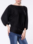 Casual Round Neck Plain Batwing Sleeve Sweater