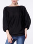 Casual Round Neck Plain Batwing Sleeve Sweater