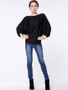 Casual Round Neck Plain Batwing Sleeve Sweater