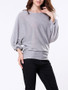 Casual Round Neck Plain Batwing Sleeve Sweater