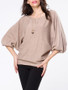 Casual Round Neck Plain Batwing Sleeve Sweater