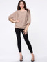 Casual Round Neck Plain Batwing Sleeve Sweater