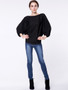 Casual Round Neck Plain Batwing Sleeve Sweater